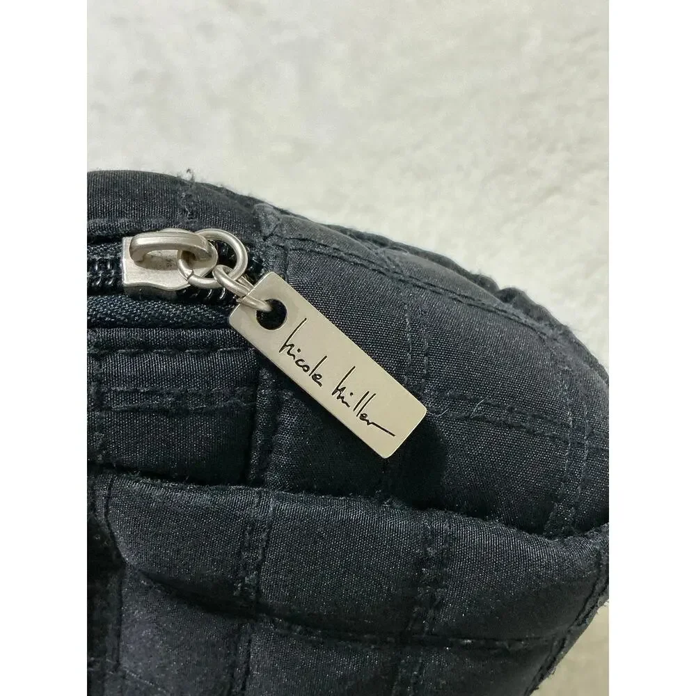 Nicole Miller Quilted Black Cosmetic Makeup Bag